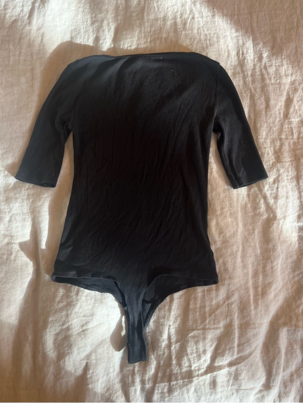 Commando Black Ribbed V-Neck Bodysuit - Picture 3 of 4